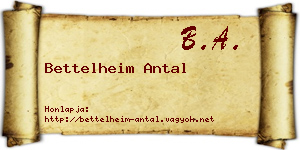 Bettelheim Antal névjegykártya